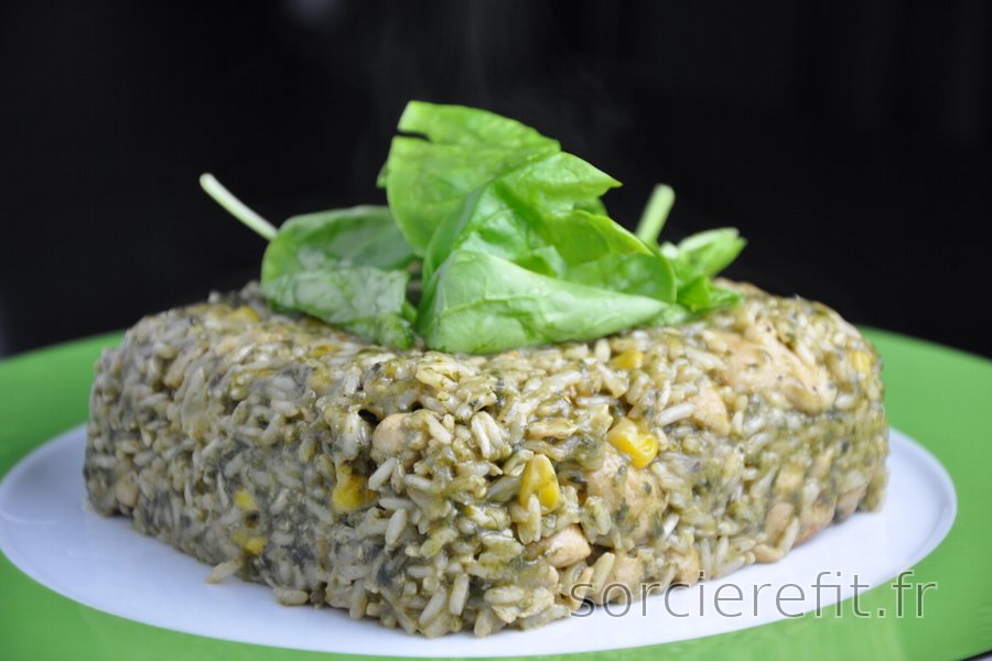 Délicieux risotto aux épinards et poulet